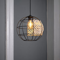 LEDVANCE DECOR Cage Globe Pendant Lampadario, Nero/Marrone, E27