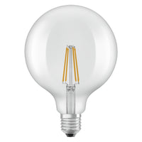 OSRAM LED-Lampen, klassische Ballform, 60 Watts Ersatz, E27, G125, 2700 Kelvin, Warm weiß, Klares Glas, single Pack