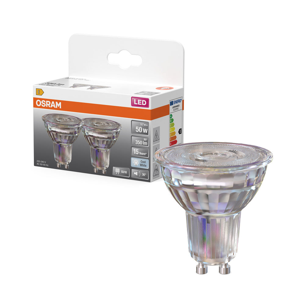OSRAM LED Riflettore Lampada LED STAR PAR16 4.3W 840 GU10 350 lm, 4000 K, Bianco freddo, Confezione da 2