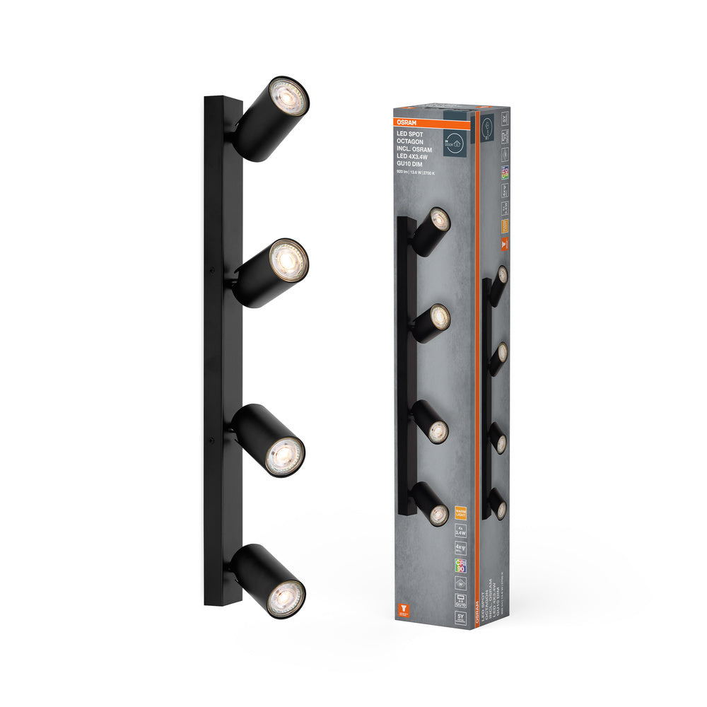 OSRAM LED SPOT OCTAGON lampada da soffitto 4 x 3,4W, GU10, 920lm, nero