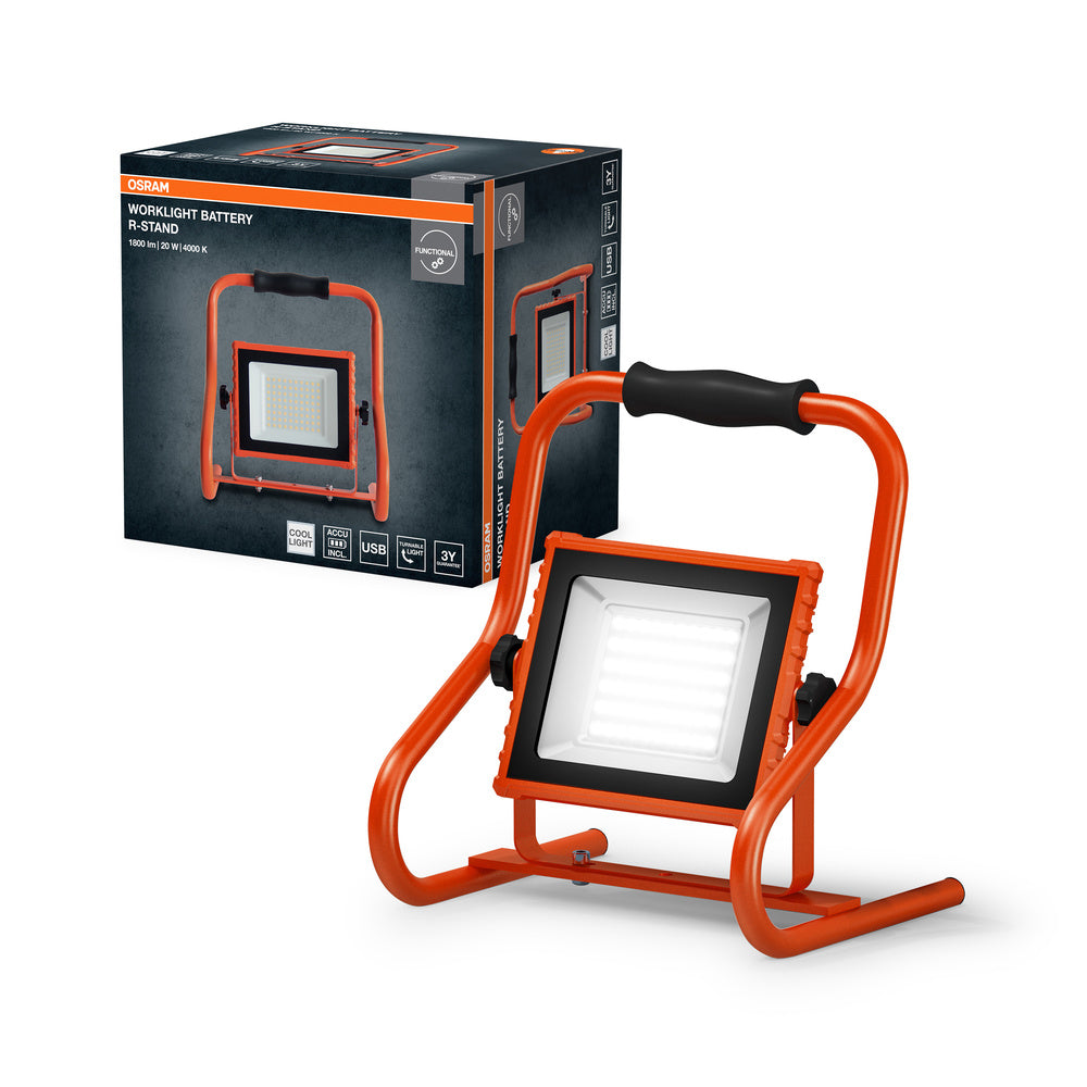 OSRAM LAMPADE DA LAVORO BATTERIA R-STAND Akku USB Faretto da cantiere 20W / 4000K