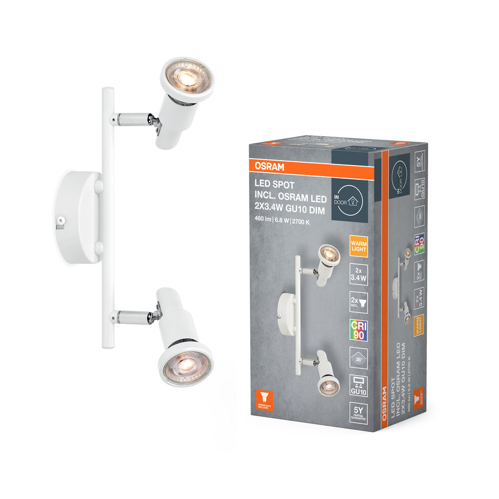 OSRAM LED SPOT GU10 Lampada da soffitto 2 x 3,4W, 460lm, bianco