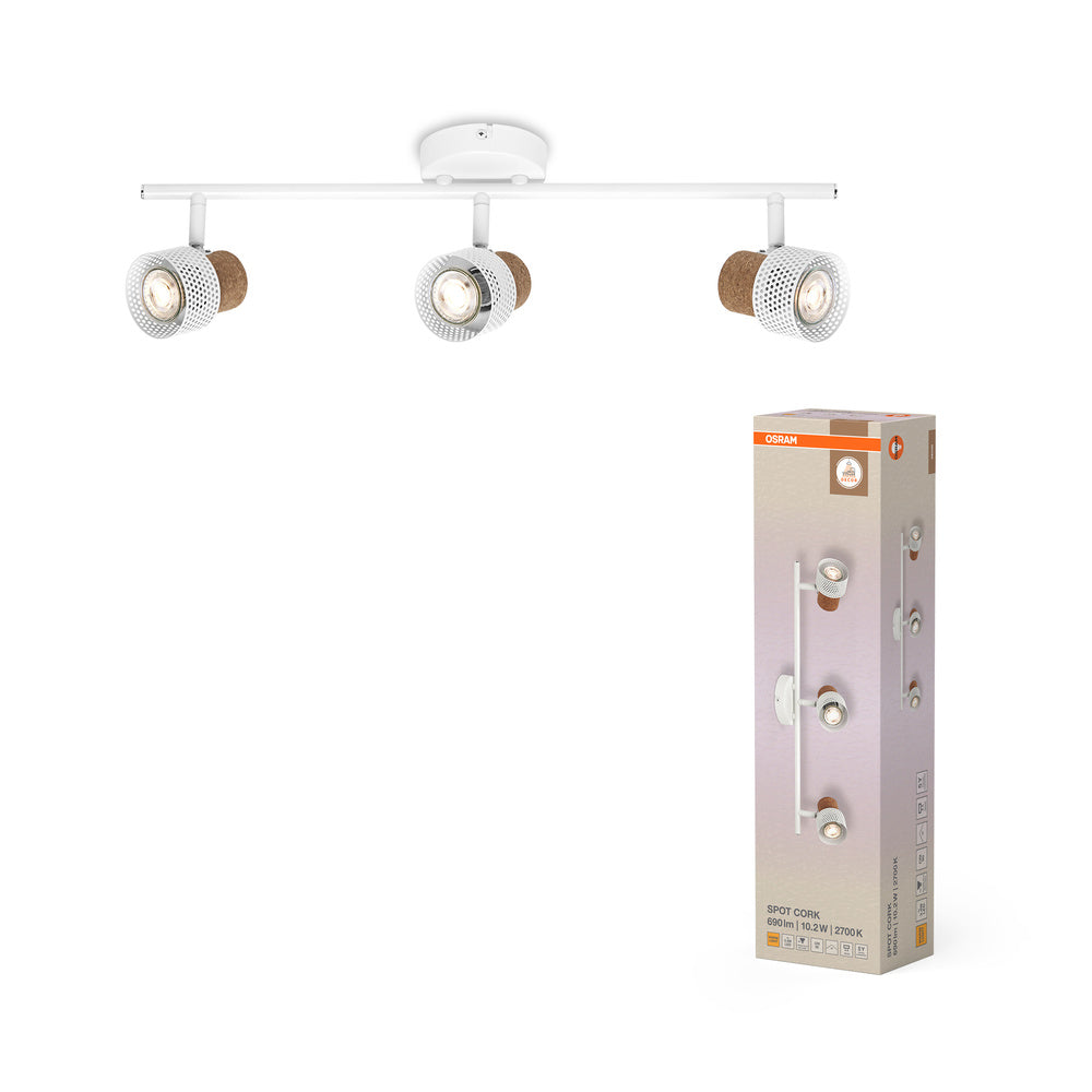 OSRAM DECOR SPOT CORK lampada da soffitto, 3 x 3,4W, 690lm, bianco