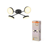 OSRAM DECOR Spot Moon lampada da soffitto nera, 4 faretti Cross, 21W