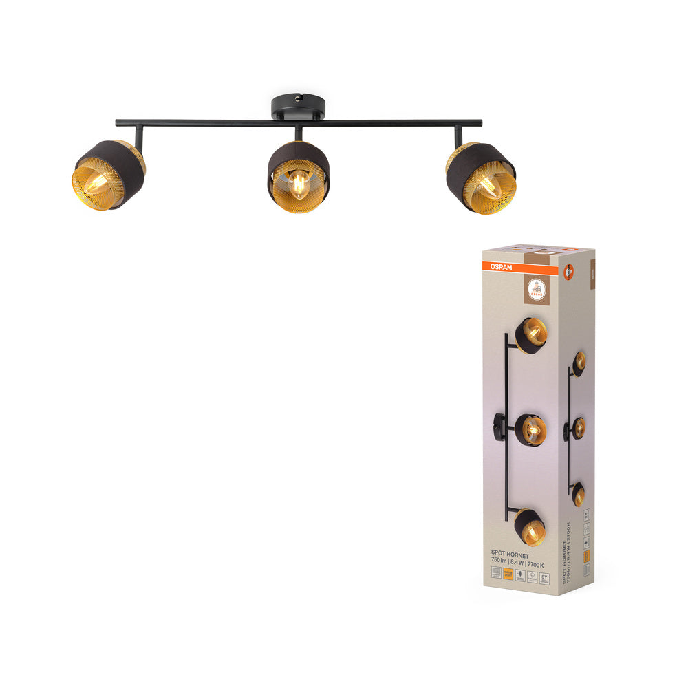OSRAM DECOR Spot Hornet lampada da soffitto 3X2.8W, E14, 250lm, 2700K, nero