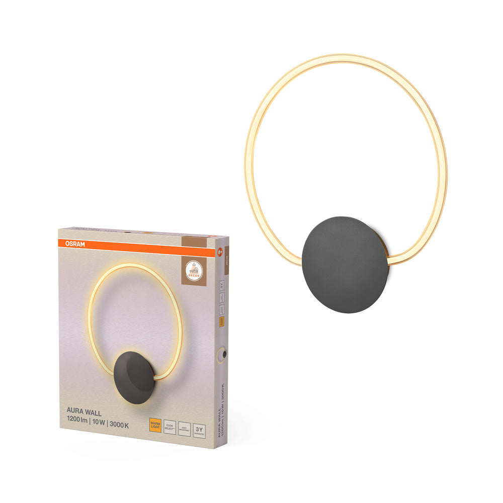 OSRAM DECOR Aura Applique da parete, 10W, 3000K, 800lm, Click Select