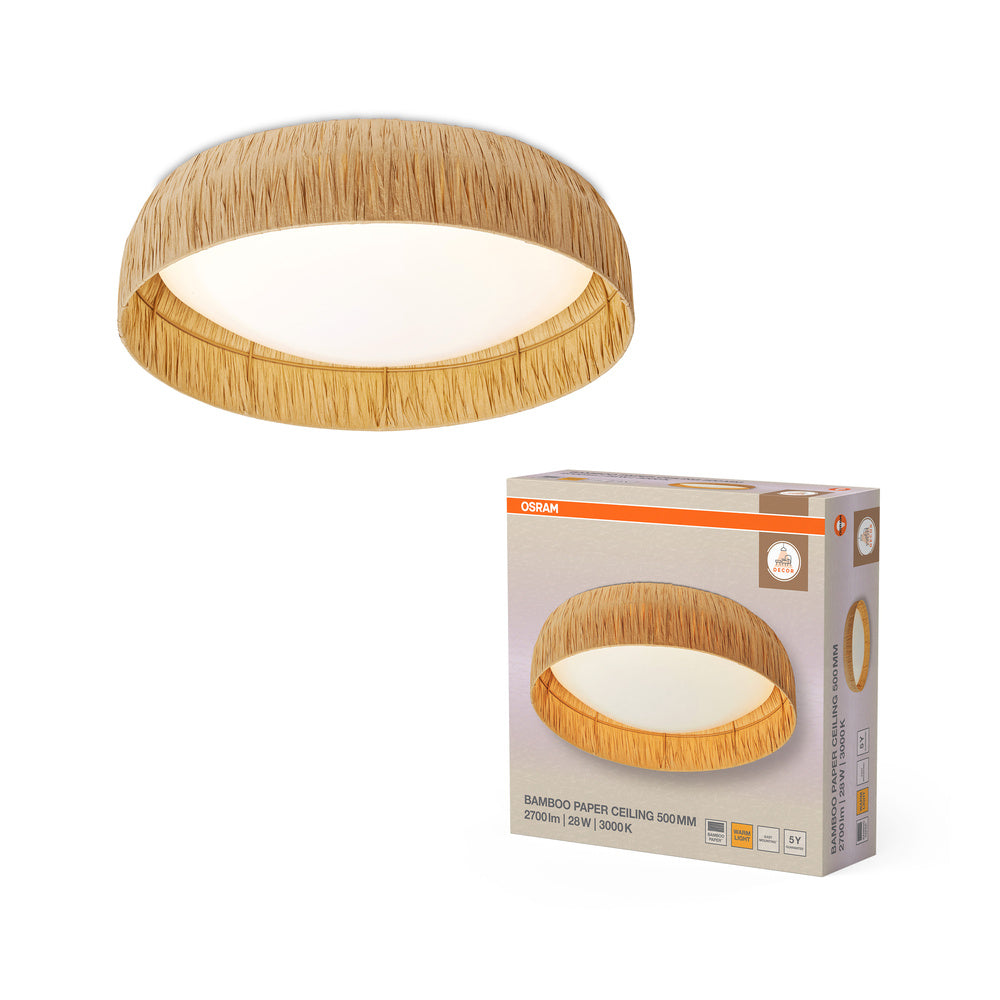 OSRAM DECOR Lampada a soffitto in carta di bambù marrone, 500mm, 28W
