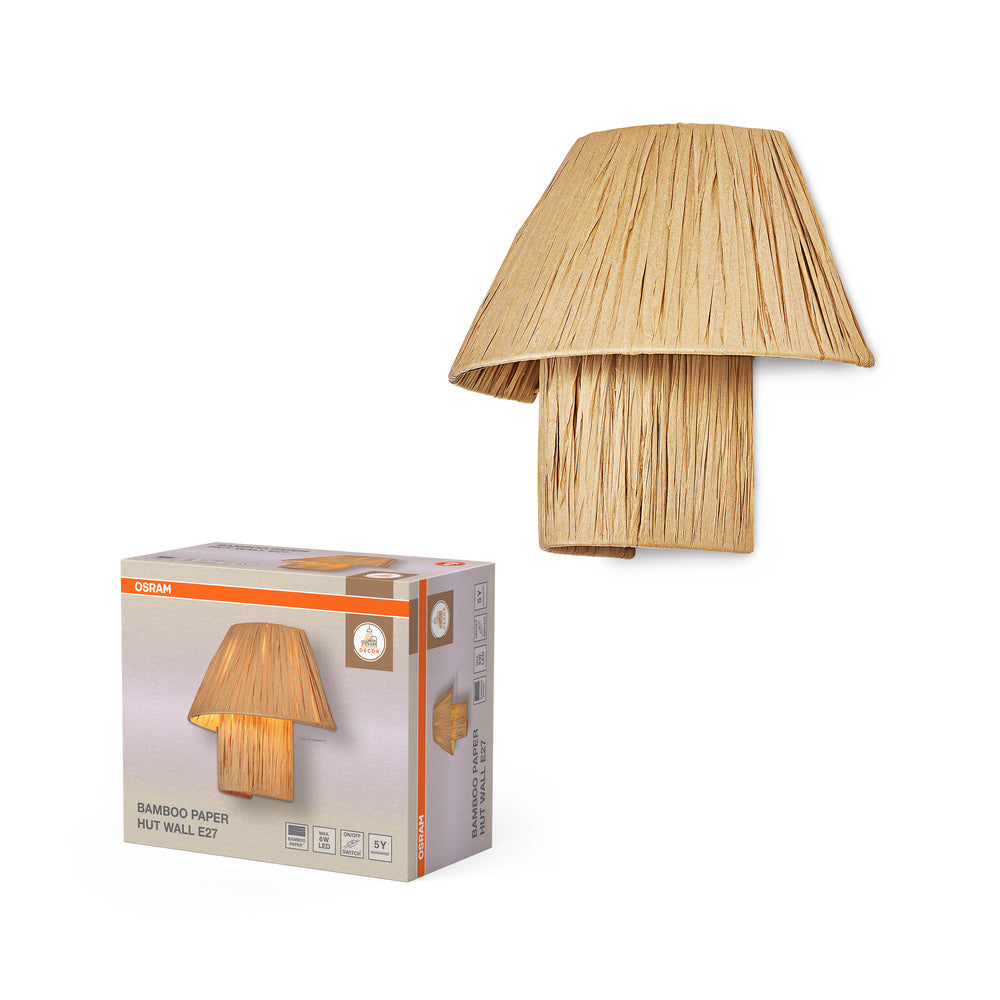 OSRAM DECOR Lampada da parete in carta di bambù marrone, E27, 280mm