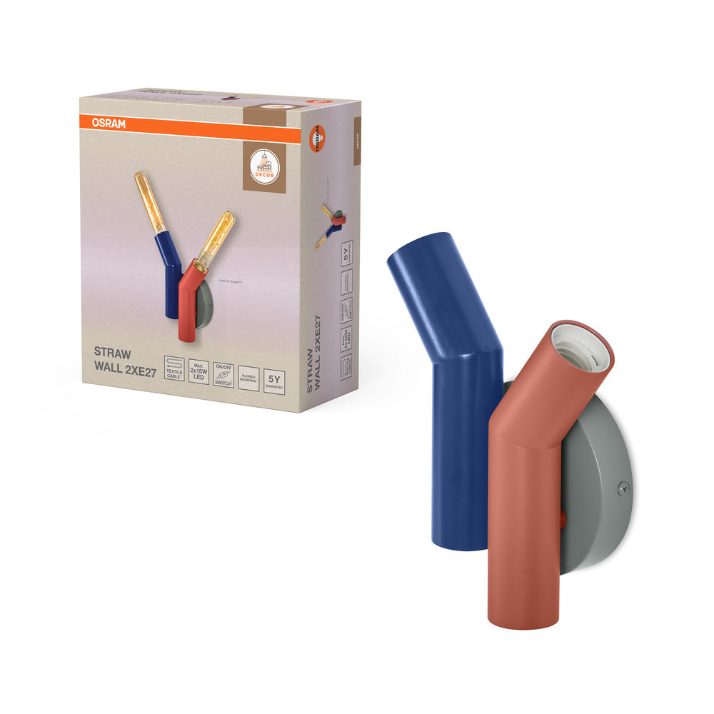 OSRAM DECOR Lampada da parete Straw, 2 fiamme, E27, Multicolore
