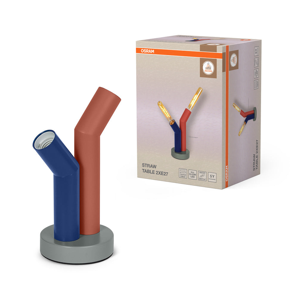 OSRAM DECOR Lampada da tavolo Straw, 2 fiamme, E27, Multicolore