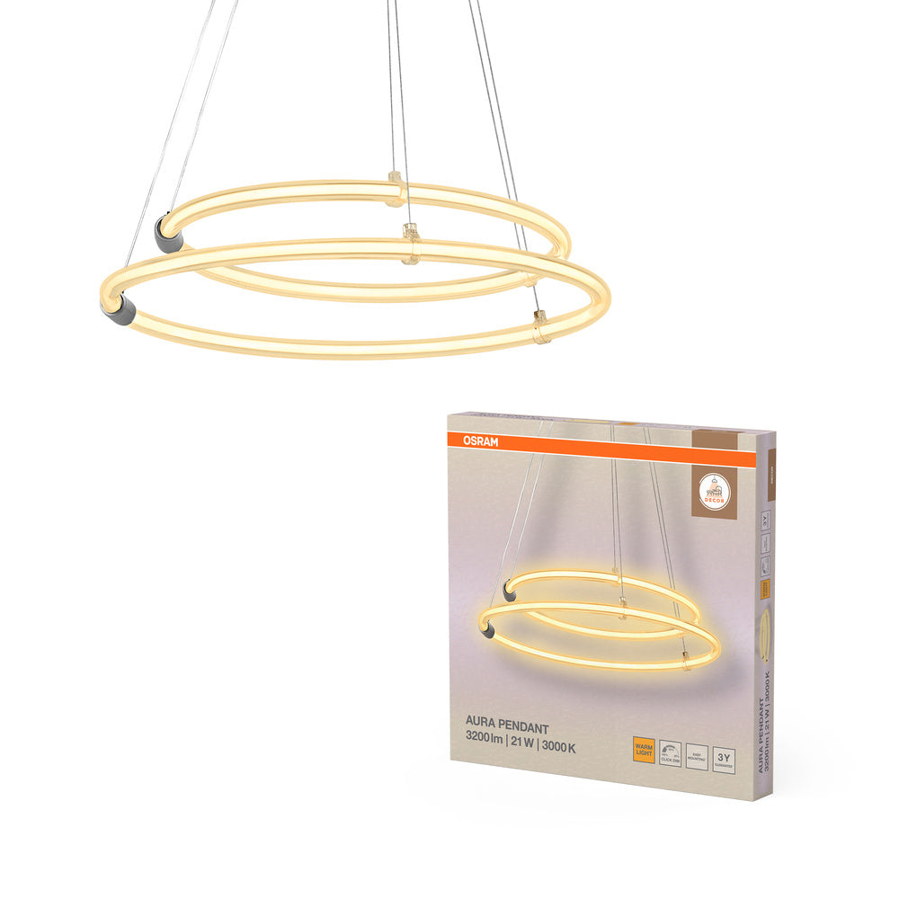 OSRAM DECOR Aura lampada a sospensione a 2 pezzi, 3000K, 21W, 2400lm, Click DIM