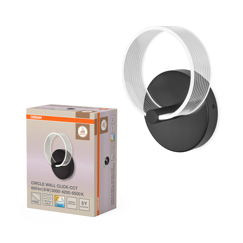 OSRAM DECOR Circle Applique da Parete 8W Click CCT Nero