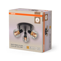 OSRAM DECOR Spot Firefly lampada da soffitto nera, lampada OSRAM inclusa, 3 x 2.8W, E14