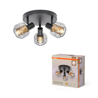 OSRAM DECOR Spot Firefly lampada da soffitto nera, lampada OSRAM inclusa, 3 x 2.8W, E14