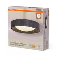 OSRAM DECOR Lampada a sospensione cilindro in feltro grigio scuro, 28W, 830mm