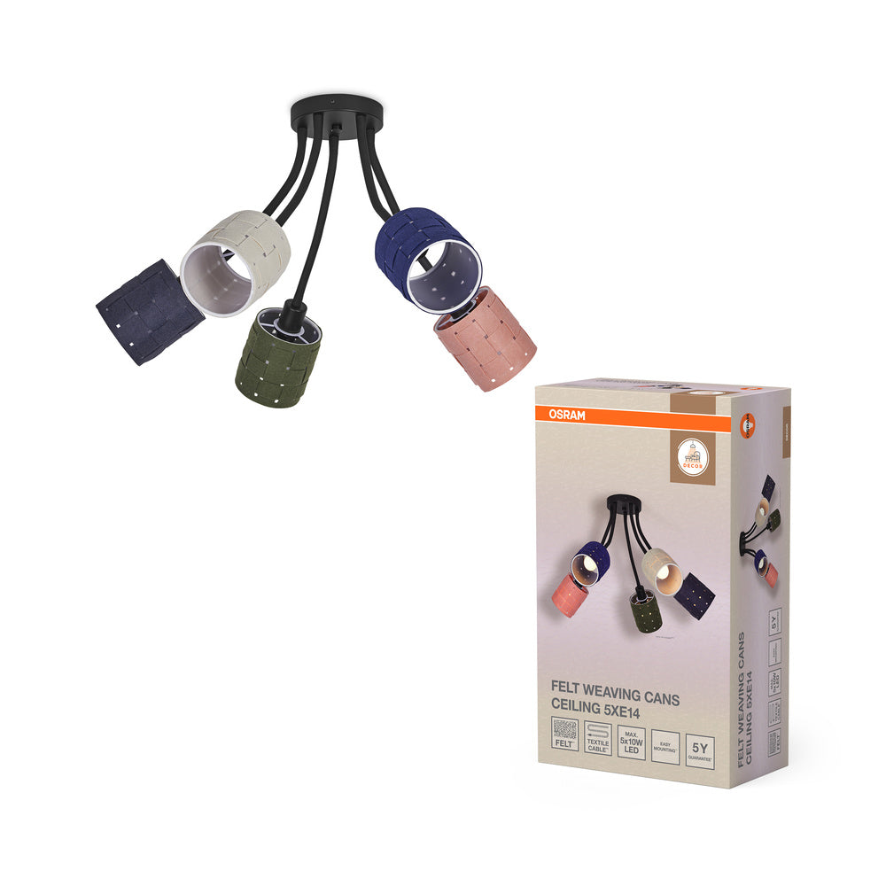 OSRAM DECOR Lampada da soffitto Decor Felt Tessitura Barattoli, 5xE14
