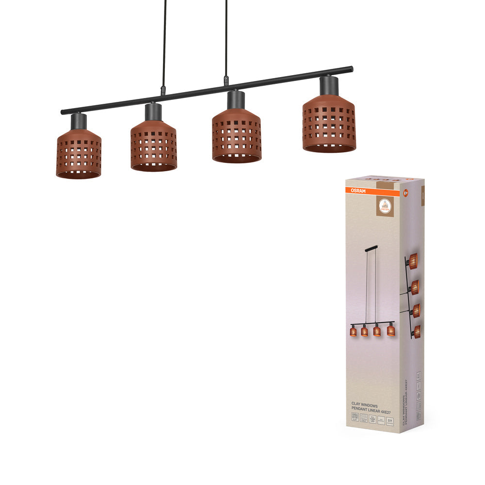 OSRAM DECOR Lampada a sospensione in argilla per finestre LN 4xE27 Marrone