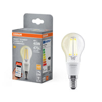 OSRAM Matter SMART+ lampadina LED intelligente, forma classica, 4W, 2700K, bianco caldo, E14