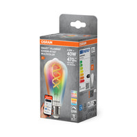 OSRAM Matter SMART+ LED Lampada CLASSIC A, RGB, vetro a filamento, 4,8W, 470lm, E27