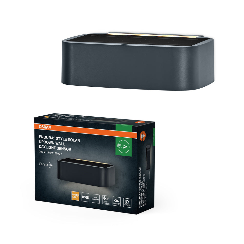 OSRAM ENDURA® STYLE SOLAR BRIGHT DAYLIGHT SENSOR Wandeuchte mit Bewegungsmelder IP65 Dunkelgrau