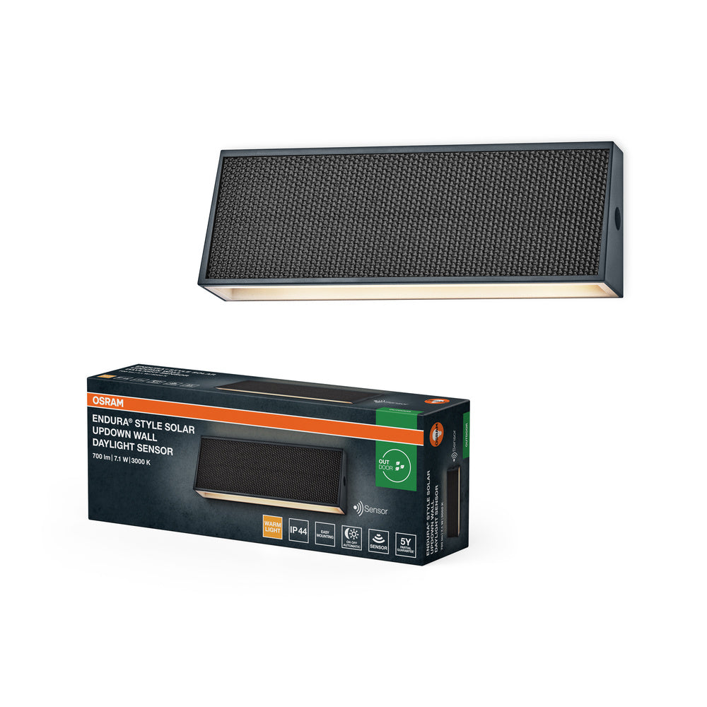 OSRAM ENDURA® STYLE SOLAR BRIGHT SENSORE DI LUCE DIURNA LAMPADA DA PARETE con sensore di movimento IP54 grigio scuro
