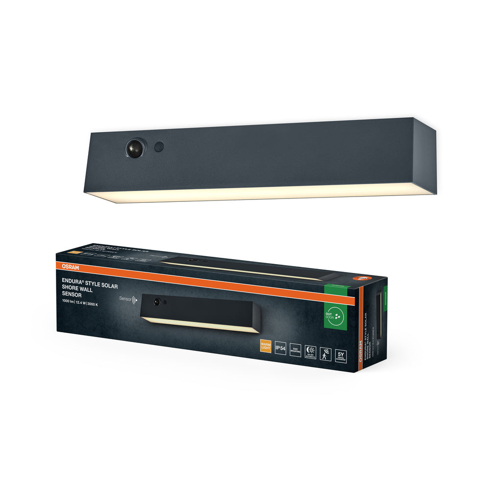 OSRAM ENDURA® STYLE SOLAR BRIGHT SENSORE LAMPADA DA PARETE con sensore di movimento IP54 grigio scuro