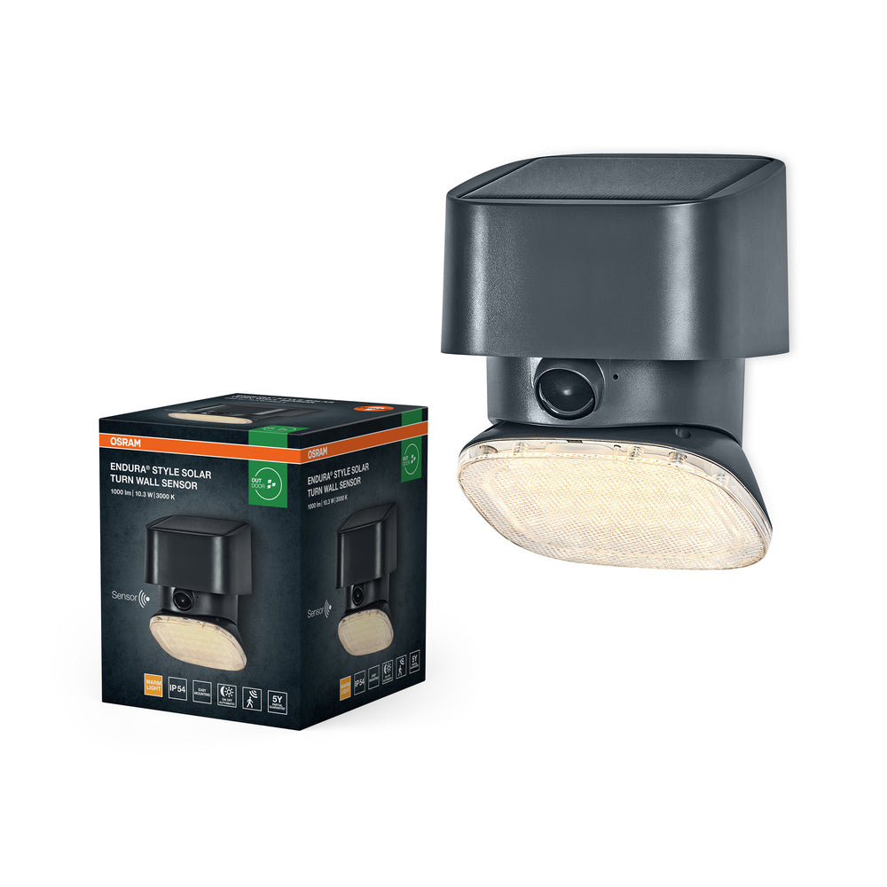 OSRAM ENDURA® STYLE SOLAR BRIGHT TURN SENSOR Wandleuchte Turn IP54 Dunkelgrau