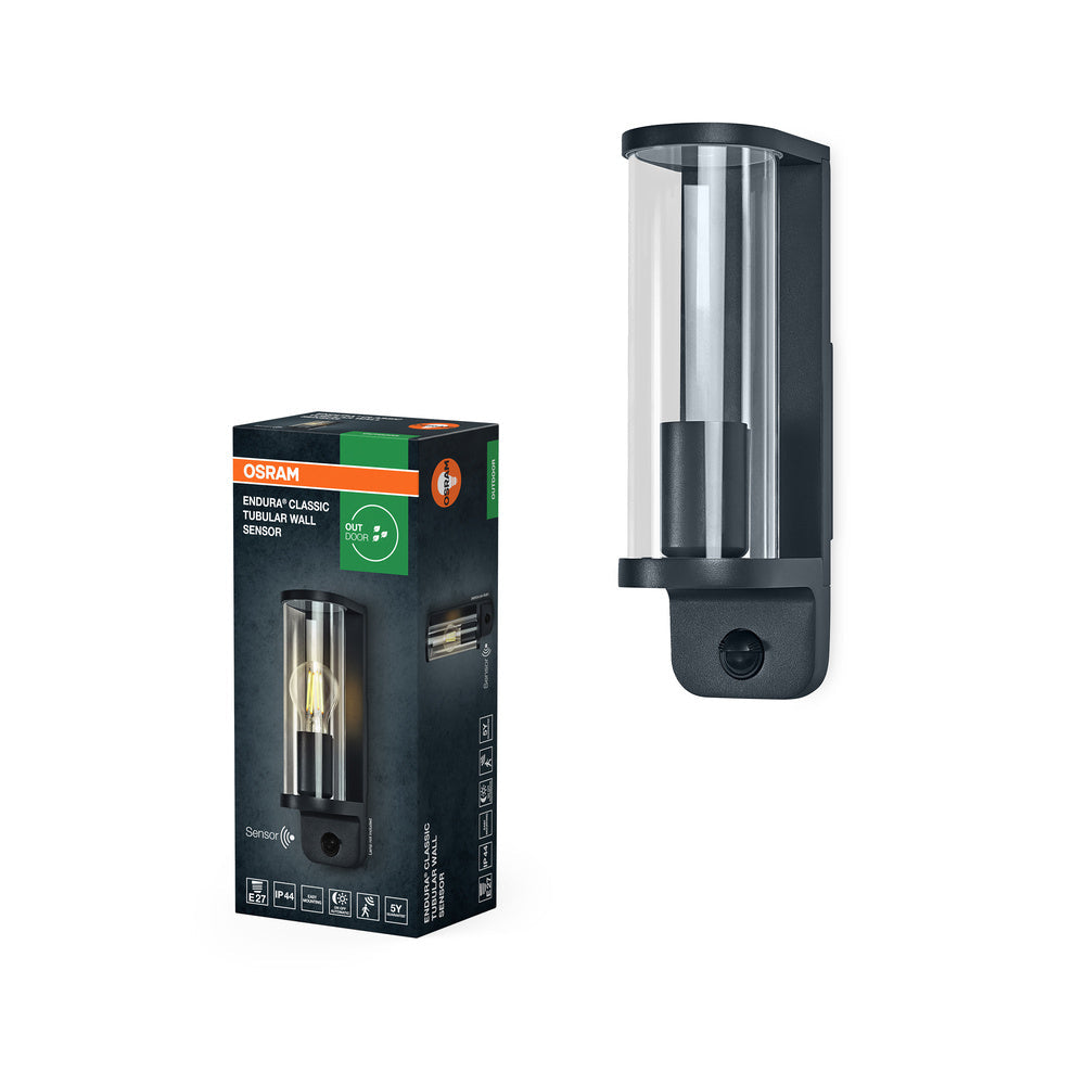 OSRAM ENDURA® CLASSIC TUBULAR lampada da parete con sensore E27 IP44 grigio scuro