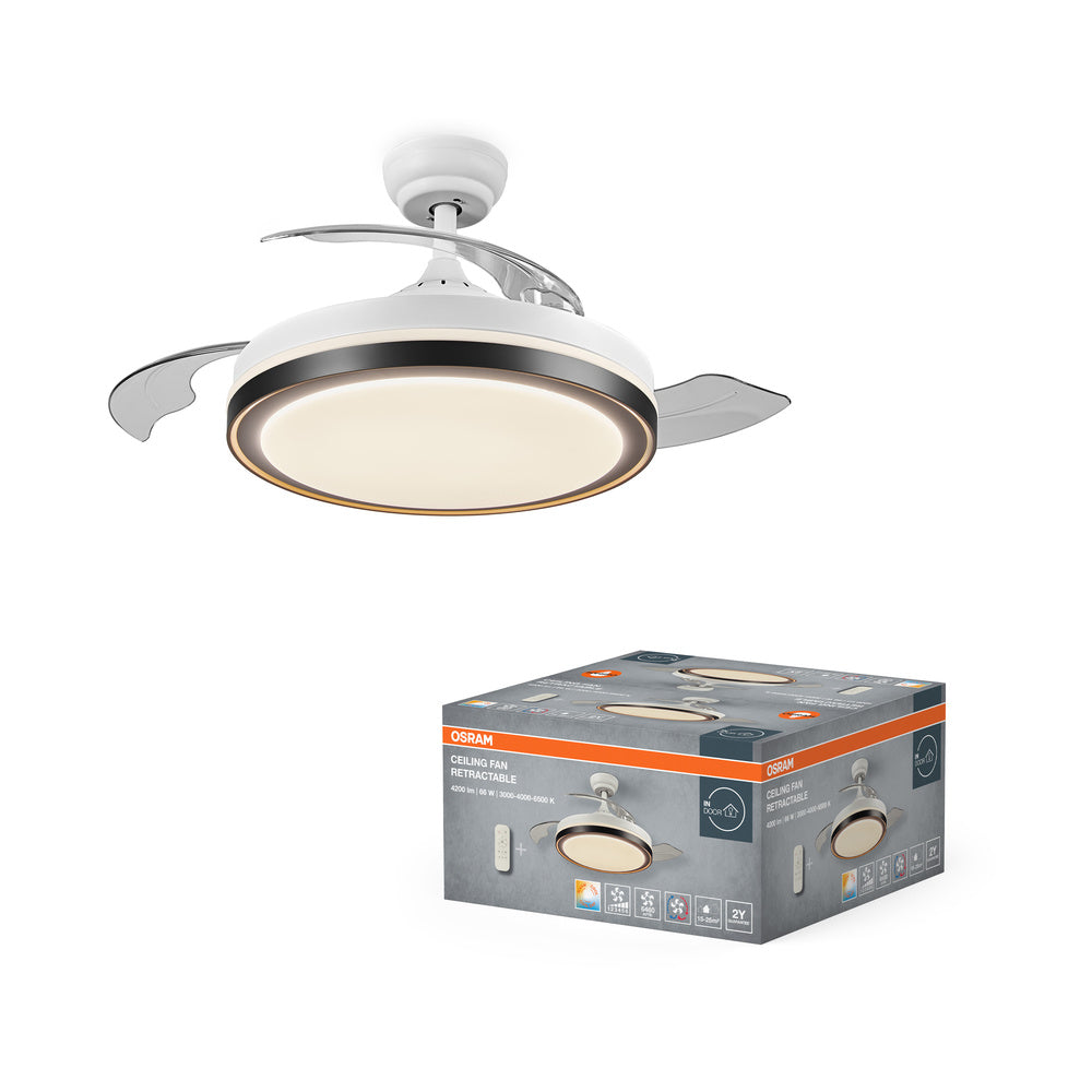 OSRAM LED Ventilatore da soffitto retrattile 66W Bianco 3000K-6500K
