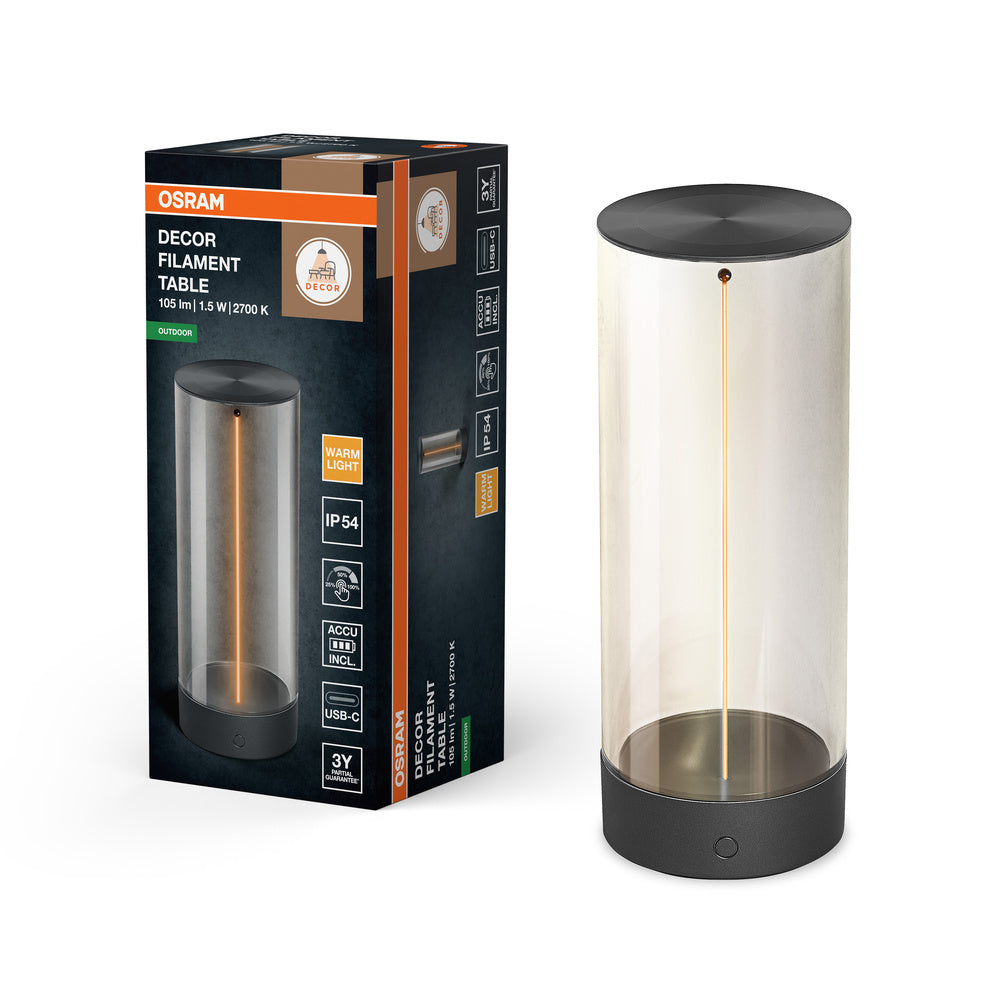 OSRAM ENDURA® STYLE DECOR FILAMENT Lampada da tavolo USB IP54 Dimmerabile