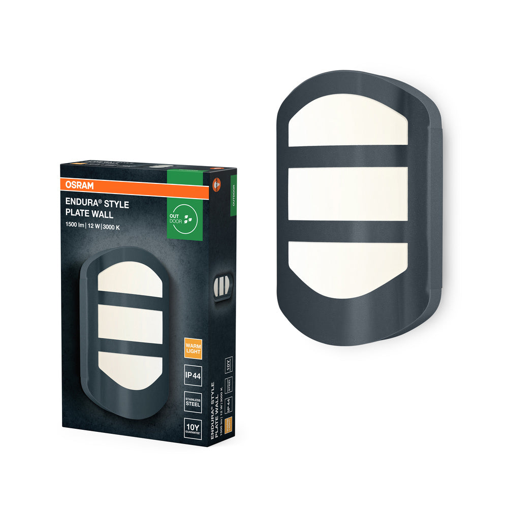 OSRAM ENDURA® STYLE PLATE lampada da parete 12.5W grigio scuro