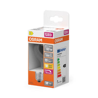 OSRAM Lampade LED Dimmerabili - forma classica a bulbo, sostituzione 60 Watt, E27, forma A, 2700 Kelvin, bianco caldo, vetro trasparente, confezione singola