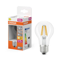 OSRAM Lampade LED Dimmerabili - forma classica a bulbo, sostituzione 60 Watt, E27, forma A, 2700 Kelvin, bianco caldo, vetro trasparente, confezione singola
