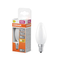 OSRAM Retrofit Classic B LED Lampada forma candela opaca (ex 25W) 2,5W / 2700K Bianco caldo E14