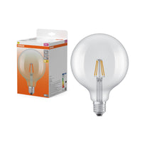 OSRAM lampadine LED, forma classica a globo, sostituzione 40 watt, E27, G125, 2700 kelvin, bianco caldo, vetro trasparente, confezione singola