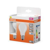 OSRAM Lampada LED Retrofit CLASSIC A 6.5W 840 Opalina E27, 806 lm, 4000 K, Bianco freddo, Confezione da 2