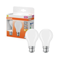 OSRAM Lampada LED Retrofit CLASSIC A 6.5W 827 Opalino B22d Confezione da 2, 806 lm, 2700 K, Bianco caldo, Confezione da 2