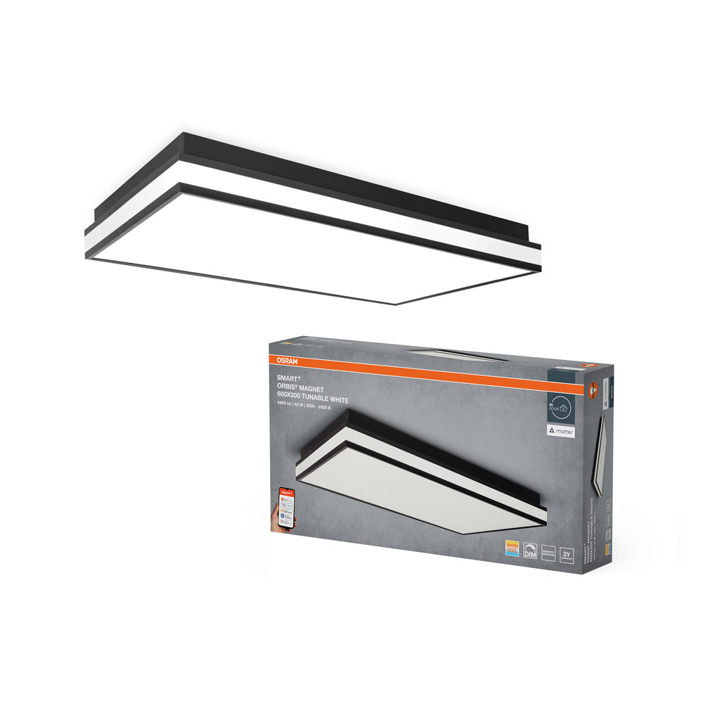 OSRAM Matter SMART+ ORBIS MAGNET LED Deckenleuchte 60x30cm Tunable Weiß 42W / 3000-6500K schwarz