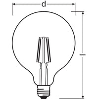 Lampade LED OSRAM, classica forma sferica, ricambio da 40 watt, E27, G125, 2700 Kelvin, bianco caldo, vetro trasparente, confezione singola