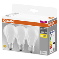 OSRAM Lampadina LED BASE Classic A 60 filamento, luce calda E27 - Conf. da 3