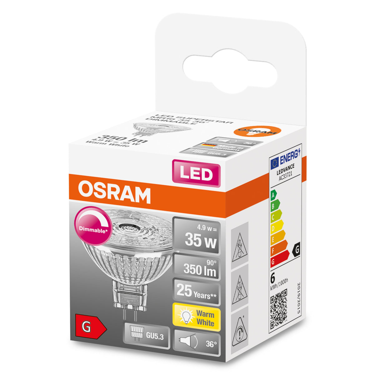 OSRAM Lampadina LED SUPERSTAR MR16 35 36° luce calda dimmerabile GU5.3