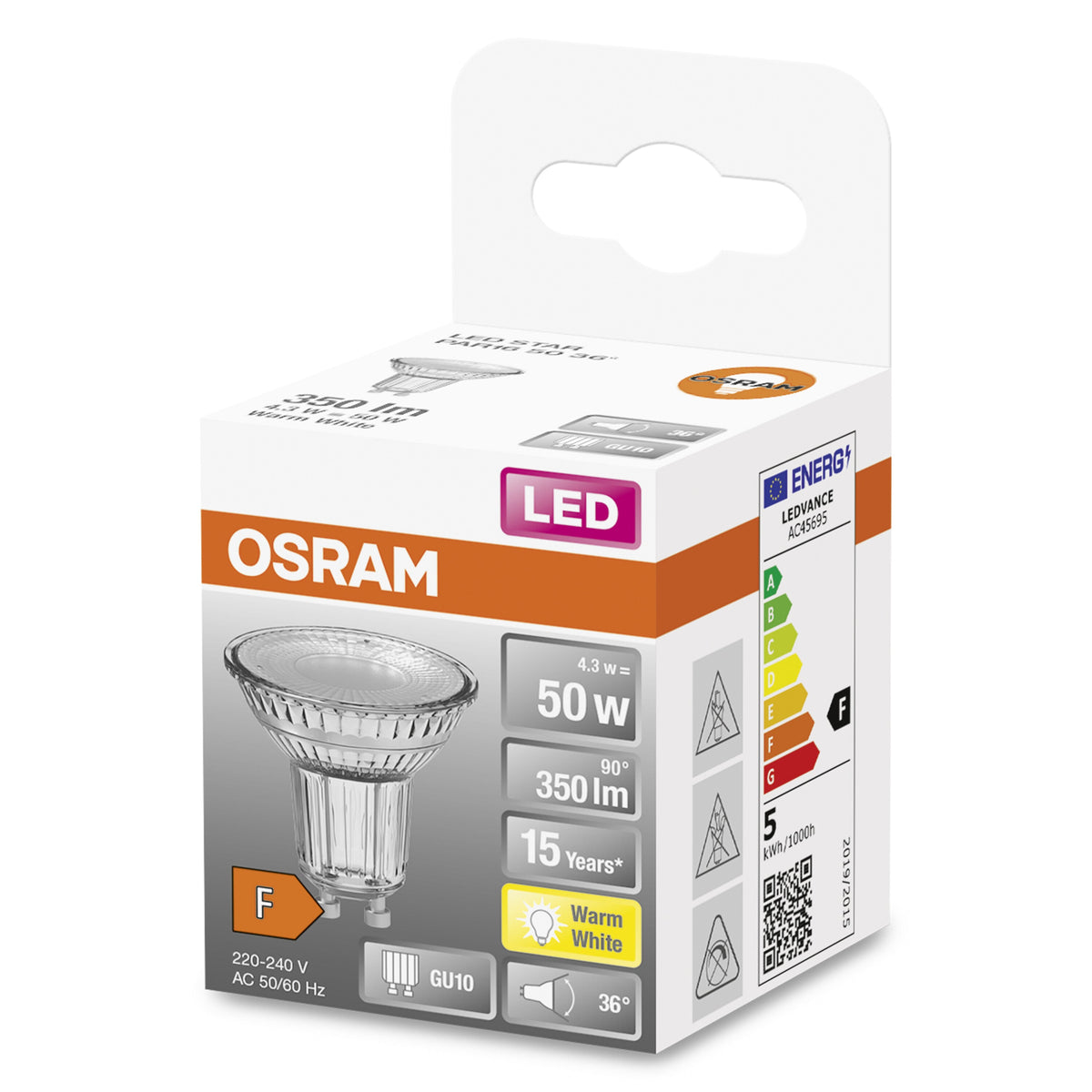 OSRAM Lampadina LED STAR PAR16 50 36° luce calda GU10