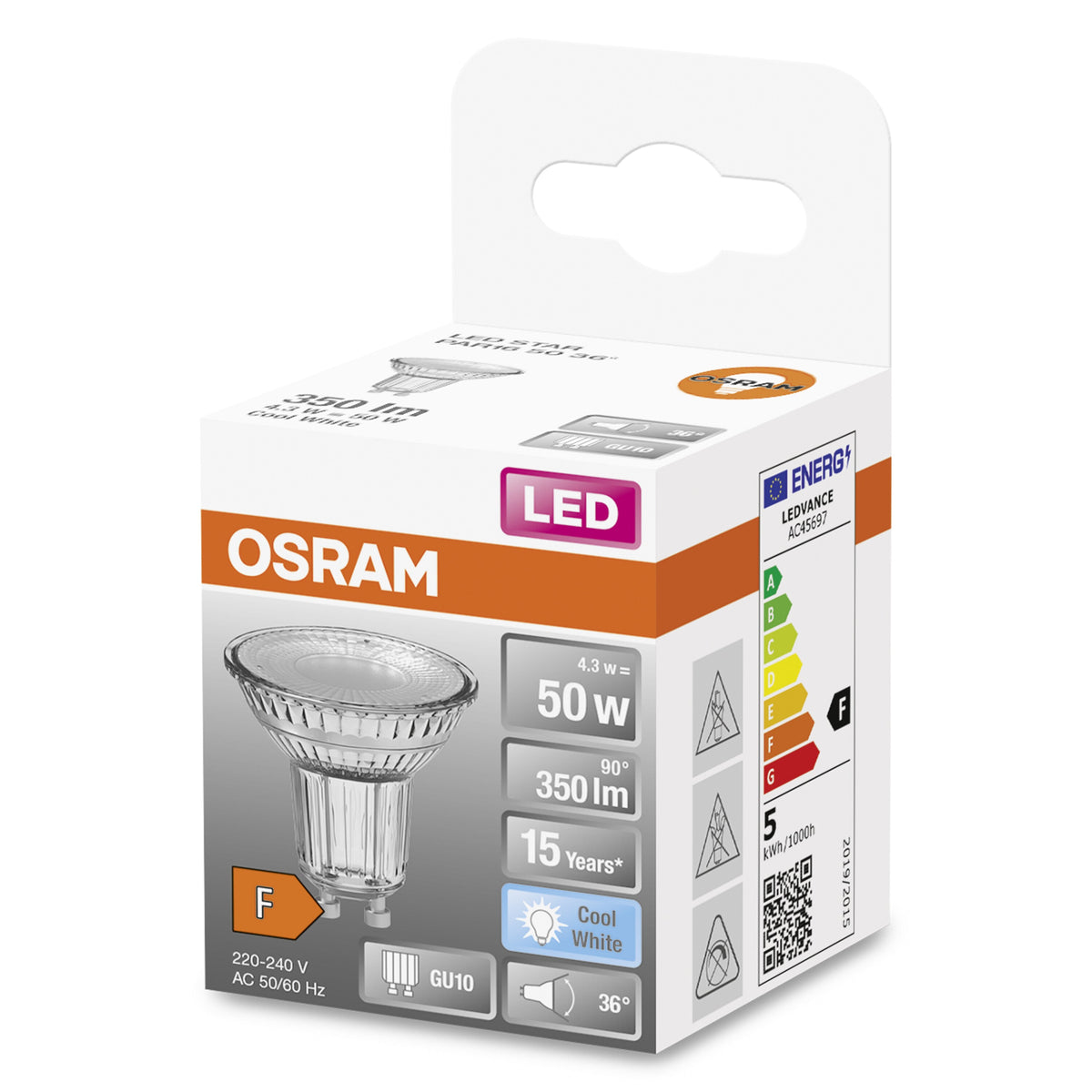 OSRAM Lampadina LED STAR PAR16 50 36° luce naturale GU10