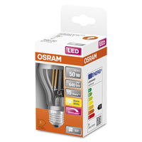 Lampade LED OSRAM, forma classica della lampadina, con corona a specchio, ricambio da 50 watt, E27, forma A, 2700 Kelvin, bianco caldo, vetro trasparente, confezione singola