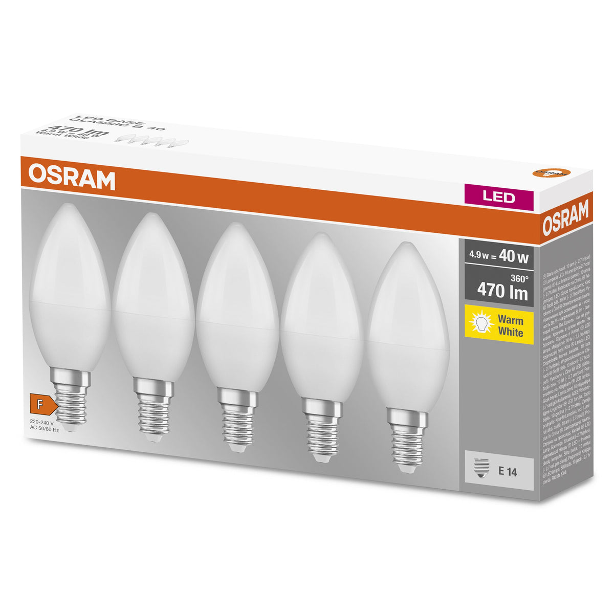 OSRAM LED BASE CLASSIC B 40 FR 4.9 W/2700 K E14