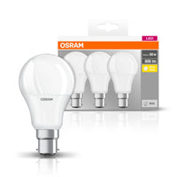 OSRAM BASE CLA60 8,5W/827 230VFR B22D FS3, Bianco caldo, confezione da 3
