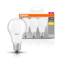 OSRAM LED BASE CL A FR 60 non-dim 9W/827 E27, confezione da 3, bianco caldo