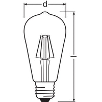 OSRAM Dimmbare LED-Lampen, Vintage-Edition, 55 Watts Ersatz, E27, ST64-shape, 2400 Kelvin, Comfort warm white, Klares Glas, single Pack