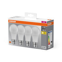 OSRAM LED Lampada LED BASE CLASSIC A Lampada LED 8W 827 Satinata B22d, 806 lm, 2700 K, Bianco caldo, Confezione da 4