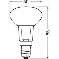 OSRAM LED-Reflektorlampen R50 mit Retrofit-Schraubsockel, 60 Watts Ersatz, E14, R50-shape, 2700 Kelvin, Warm weiß, Klares Glas, single Pack